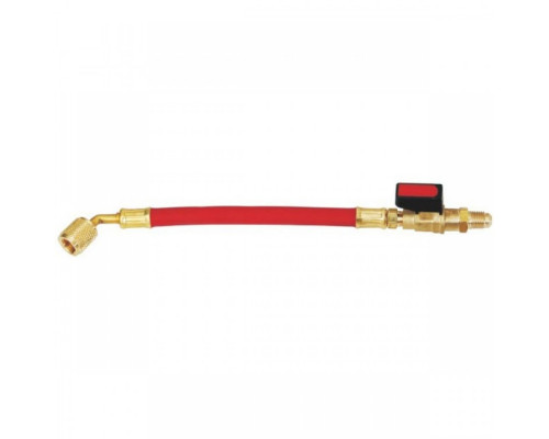 Заправочный шланг КРАСНЫЙ с шаровым краном R410-RV 1/4" - 5/16"
