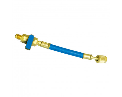 Заправочный шланг СИНИЙ с шаровым краном R410-BV 1/4" - 5/16"